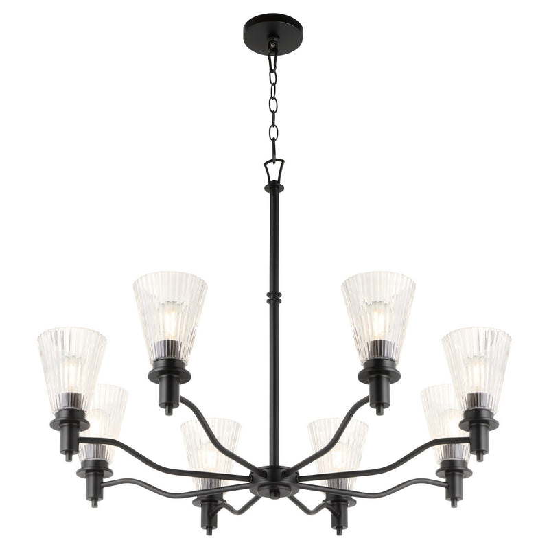 Quorum 6803-8-59 Eight Light Chandelier, Matte Black