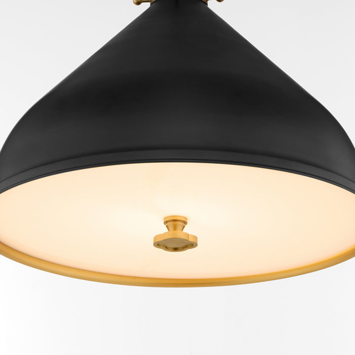 Quorum 6863-16-5980 One Light Pendant, Matte Black / Aged Brass