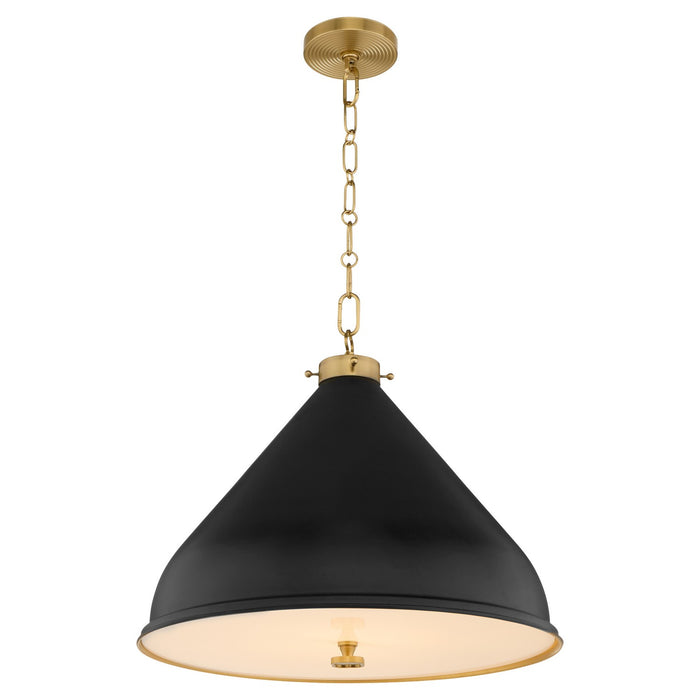 Quorum 6863-20-5980 One Light Pendant, Matte Black / Aged Brass