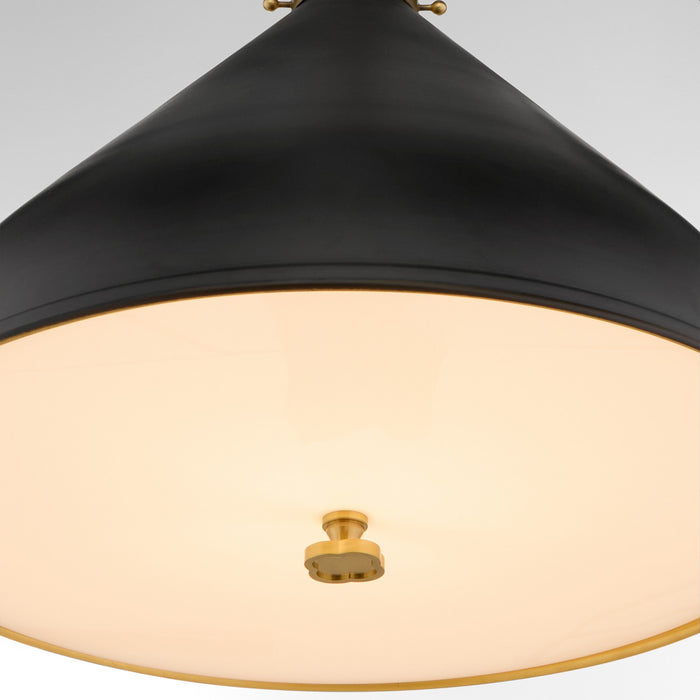 Quorum 6863-20-5980 One Light Pendant, Matte Black / Aged Brass