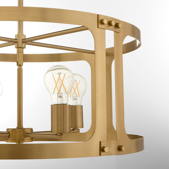 Quorum 8231-4-47 Four Light Pendant, Brushed Brass