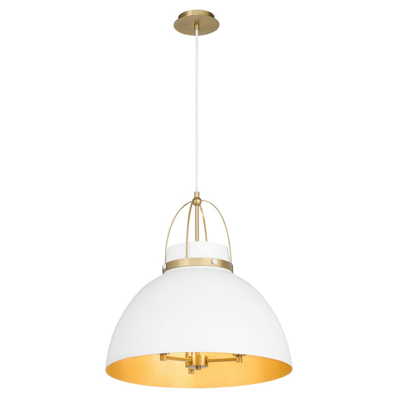 Quorum 823-3-0880 Three Light Pendant, Studio White/ Aged Brass