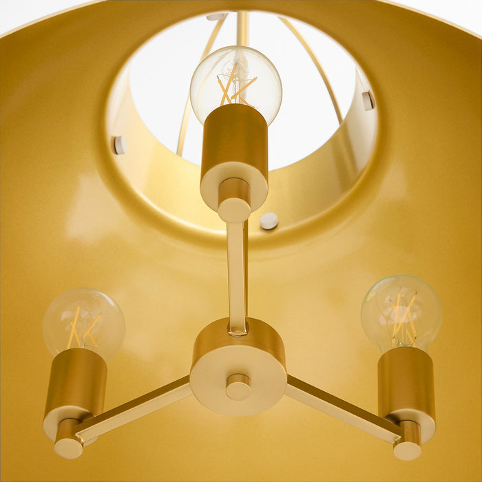Quorum 823-3-0880 Three Light Pendant, Studio White/ Aged Brass