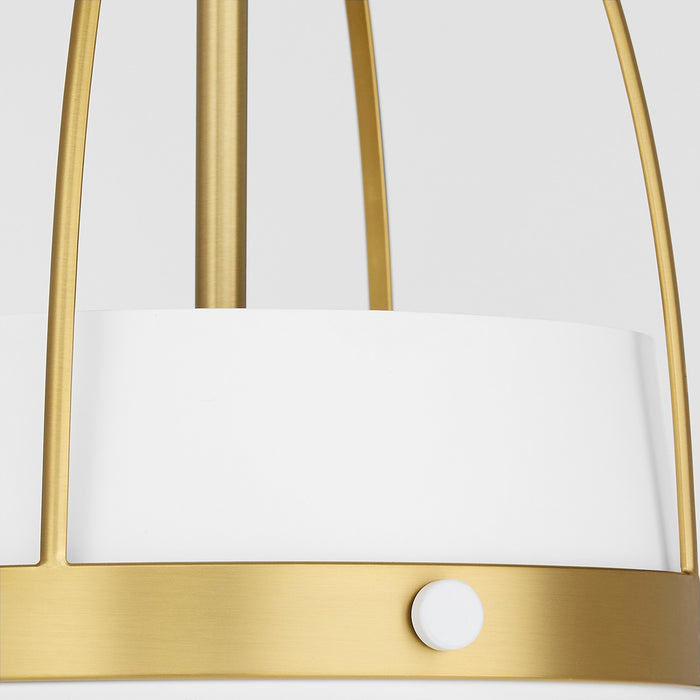 Quorum 823-3-0880 Three Light Pendant, Studio White/ Aged Brass