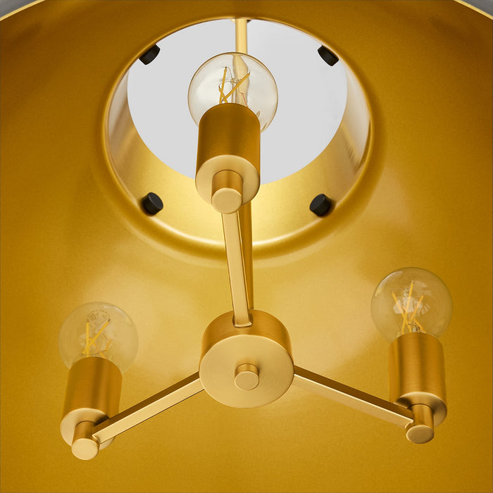 Quorum 823-3-5980 Three Light Pendant, Matte Black/Aged Brass
