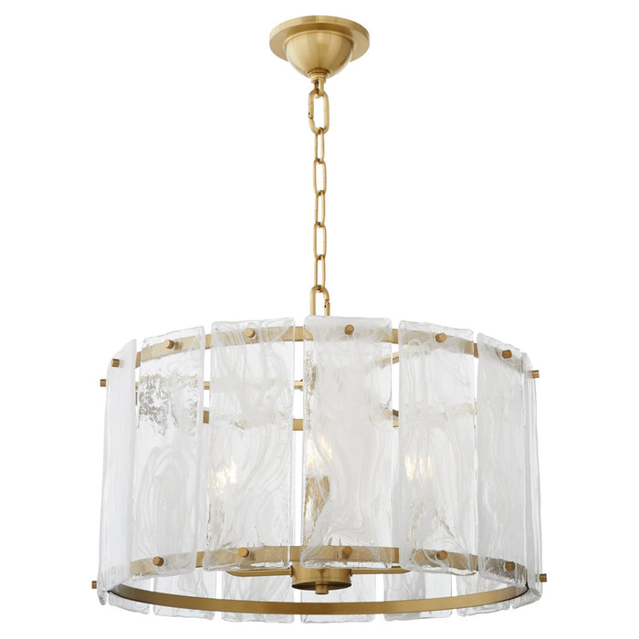Quorum 8575-4-80 Four Light Pendant, Aged Brass