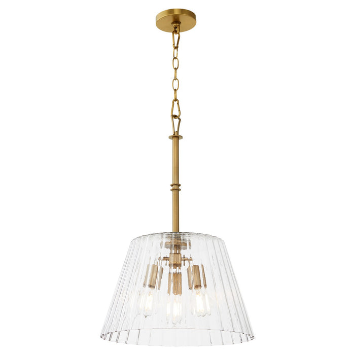 Quorum 8803-3-47 Three Light Pendant, Brushed Brass