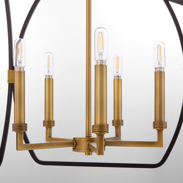 Quorum 881-5-5947 Five Light Pendant, Matte Black / Brushed Brass