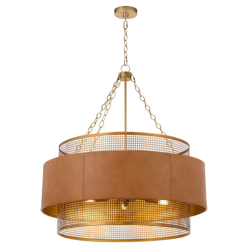 Cyan 11932 Six Light Chandelier, Aged Brass/Brown