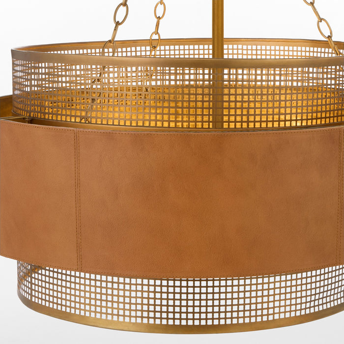 Cyan 11932 Six Light Chandelier, Aged Brass/Brown