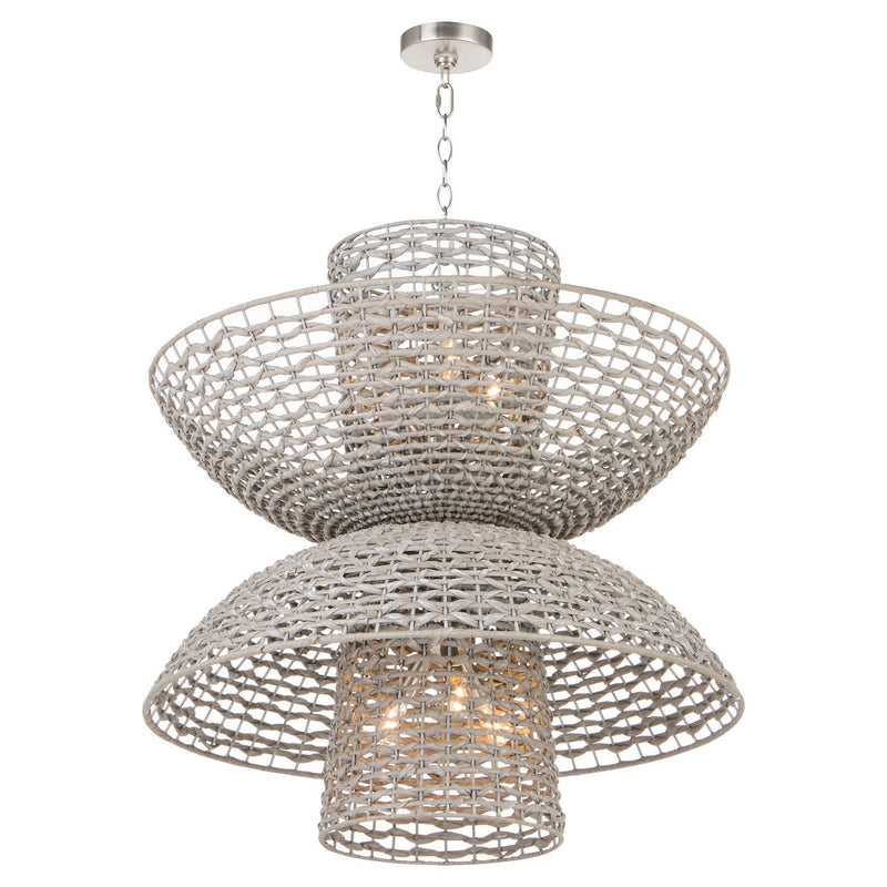 Cyan 11933 Six Light Chandelier, Pale Grey/Nickel