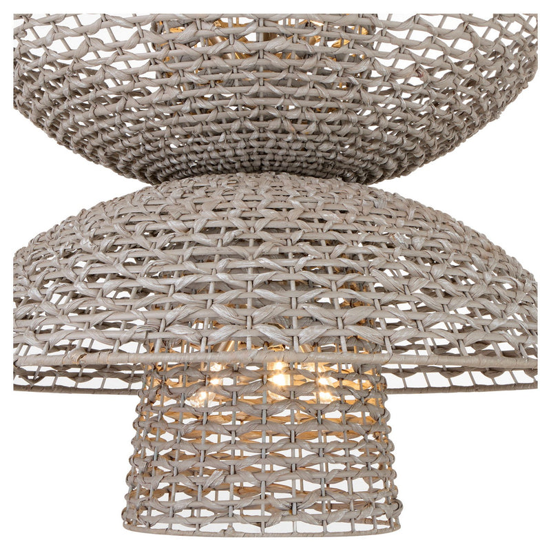 Cyan 11933 Six Light Chandelier, Pale Grey/Nickel