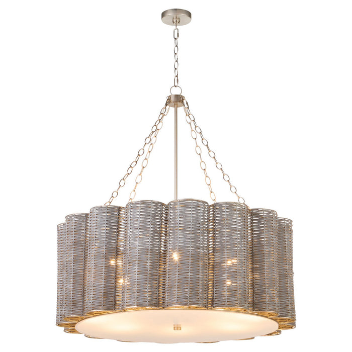 Cyan 11937 Six Light Chandelier, Brushed Grey Cane/Nickel