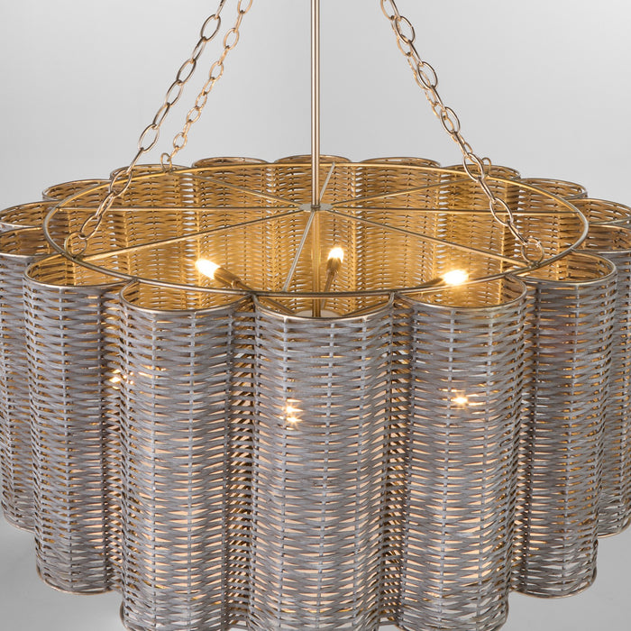 Cyan 11937 Six Light Chandelier, Brushed Grey Cane/Nickel
