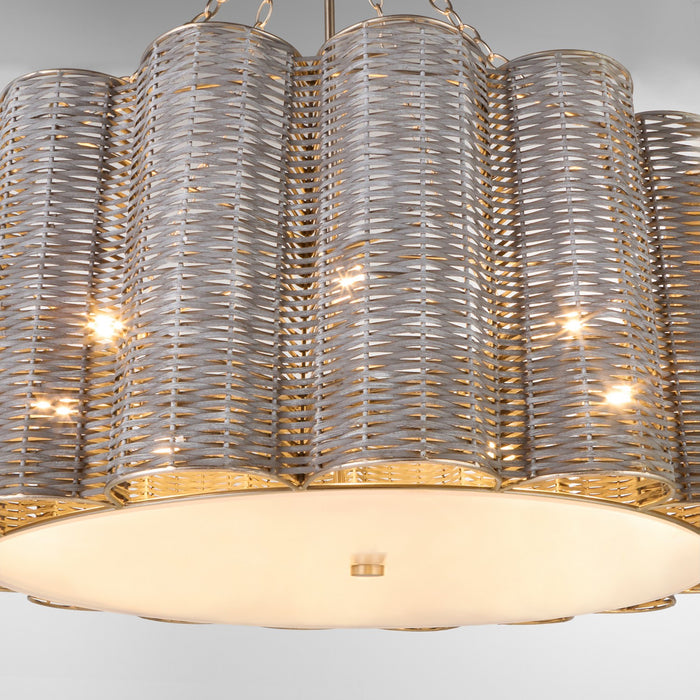 Cyan 11937 Six Light Chandelier, Brushed Grey Cane/Nickel