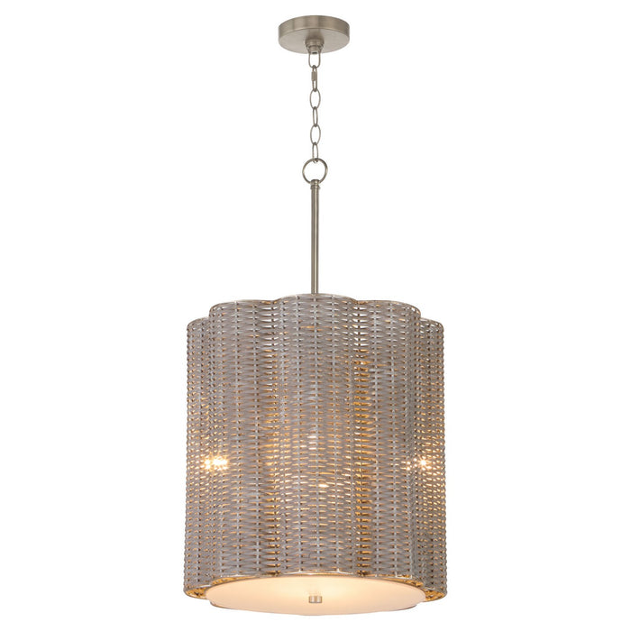 Cyan 11938 Four Light Pendant, Brushed Grey Cane/Nickel
