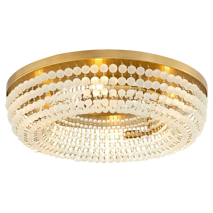 Cyan 11942 Six Light Flush Mount, Aged Brass