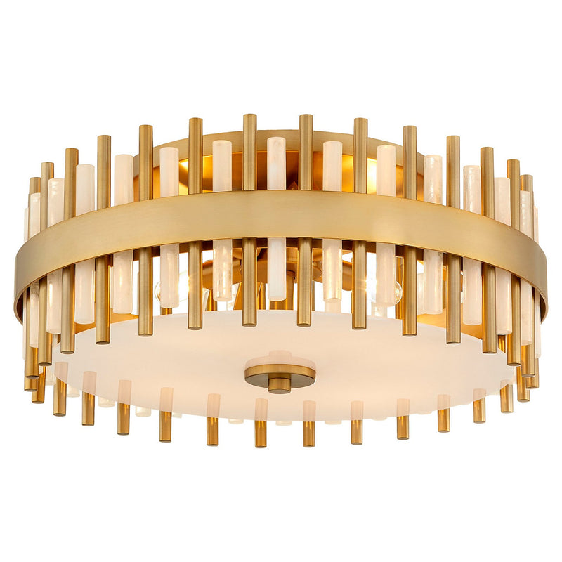 Cyan 11945 Four Light Flush Mount, Aged Brass