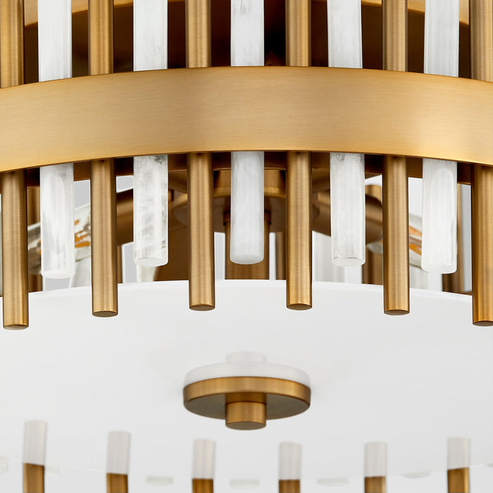 Cyan 11945 Four Light Flush Mount, Aged Brass