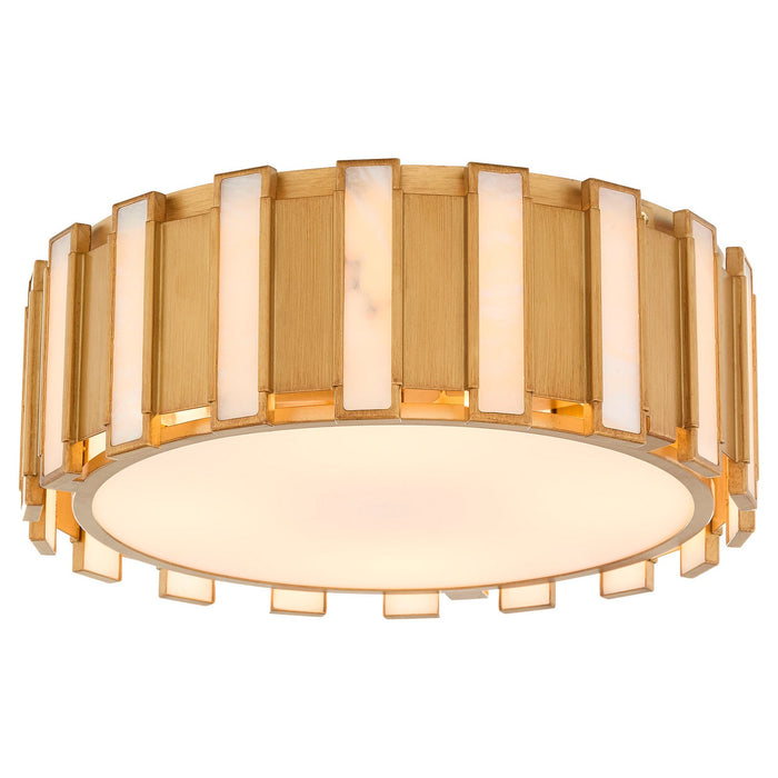 Cyan 11948 Four Light Flush Mount, Aged Brass