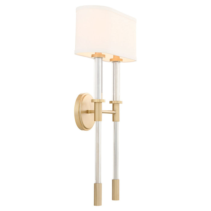 Cyan 11953 Two Light Wall Sconce, Clear/Aged Brass
