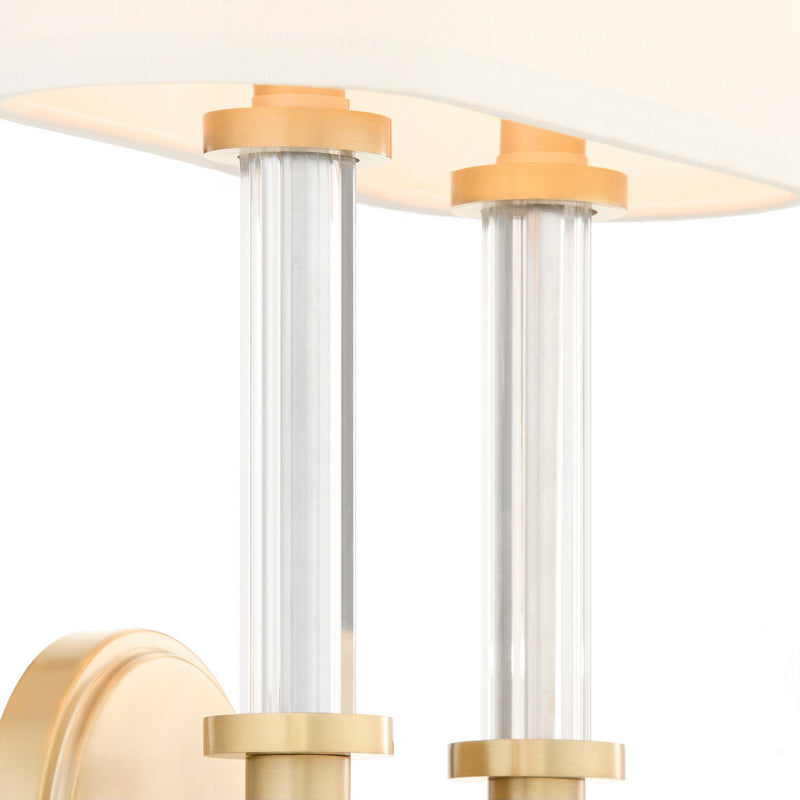 Cyan 11953 Two Light Wall Sconce, Clear/Aged Brass