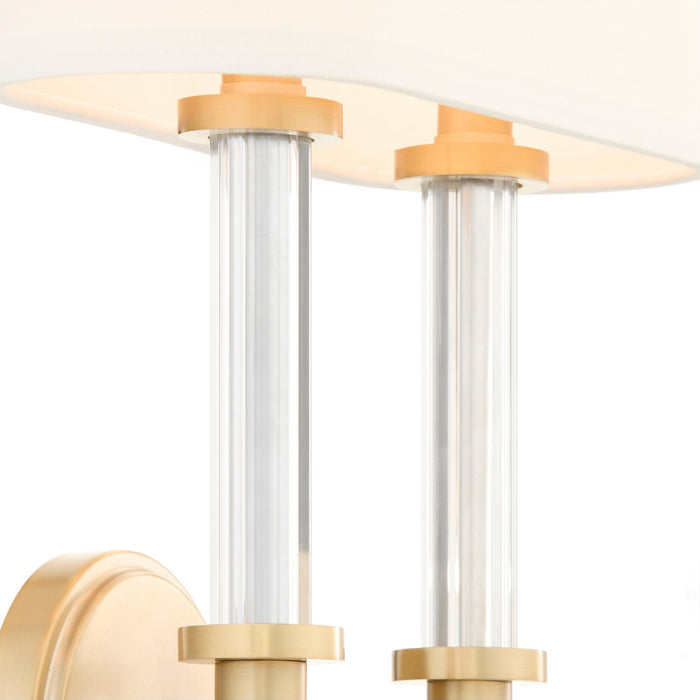 Cyan 11953 Two Light Wall Sconce, Clear/Aged Brass
