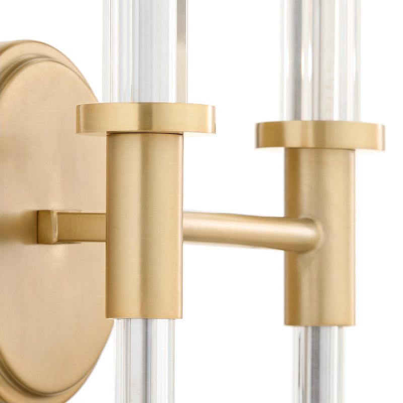 Cyan 11953 Two Light Wall Sconce, Clear/Aged Brass
