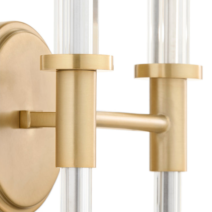 Cyan 11953 Two Light Wall Sconce, Clear/Aged Brass