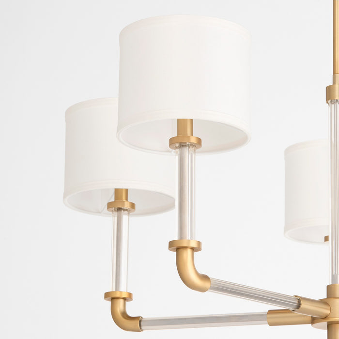Cyan 11954 Five Light Chandelier, Clear/Aged Brass