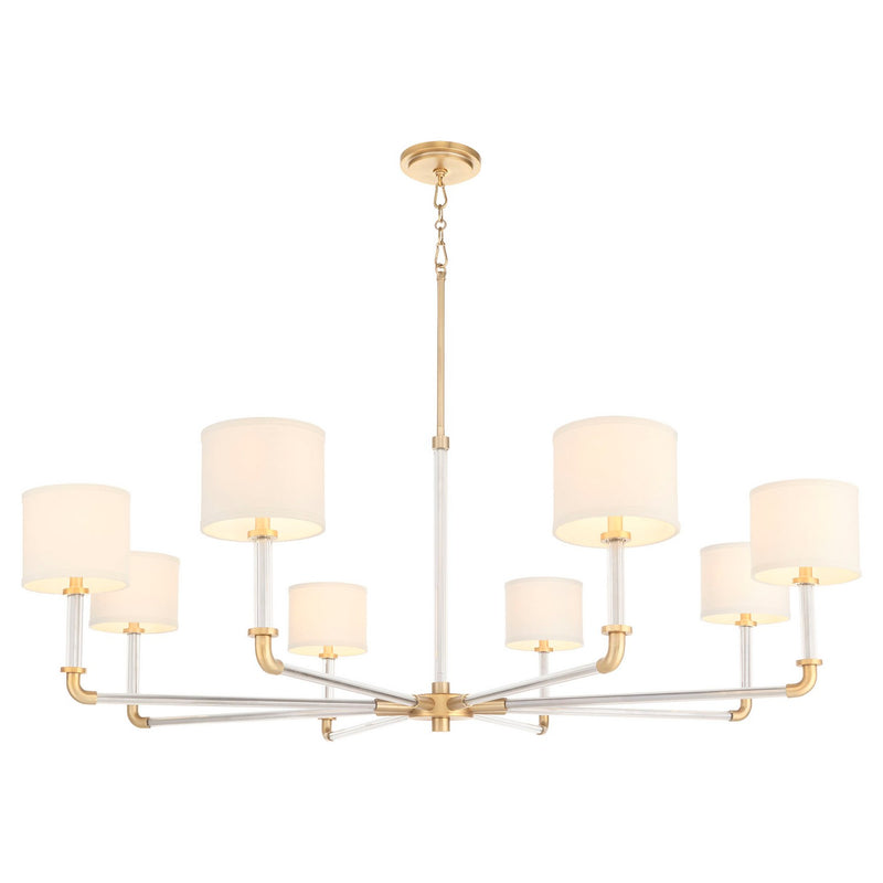 Cyan 11955 Eight Light Chandelier, Clear/Aged Brass