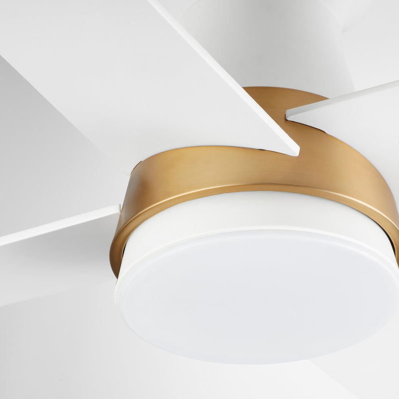 Cyan 11983 52" Ceiling Fan, Studio White/Aged Brass