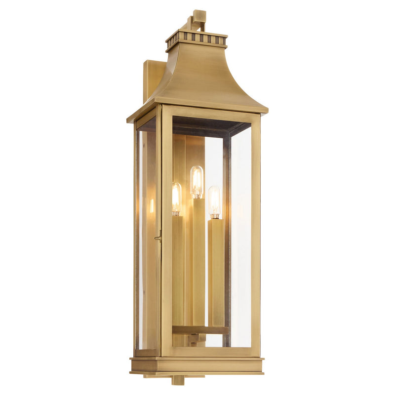 Cyan 11991 Three Light Outdoor Wall Sconce, Heritage Brass