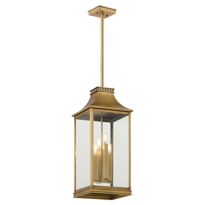 Cyan 11993 Four Light Outdoor Pendant, Heritage Brass