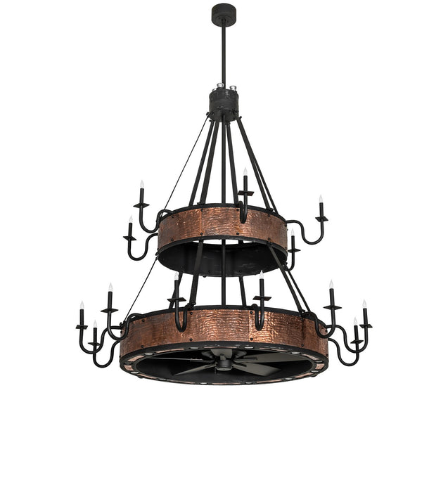 Meyda Tiffany 278902 30 Light Chandel-Air, Costello Black And Vintage Hammered Copper
