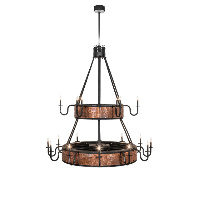 Meyda Tiffany 278902 30 Light Chandel-Air, Costello Black And Vintage Hammered Copper