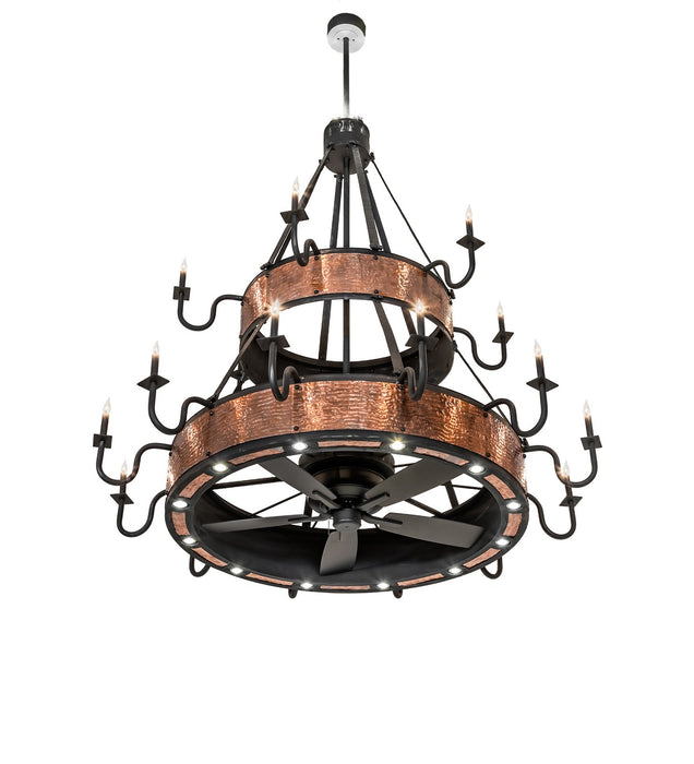 Meyda Tiffany 278902 30 Light Chandel-Air, Costello Black And Vintage Hammered Copper