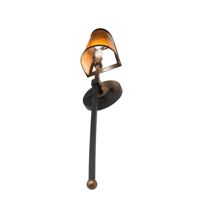 Meyda Tiffany 280377 One Light Wall Sconce, Textured Black & Brushed Gold