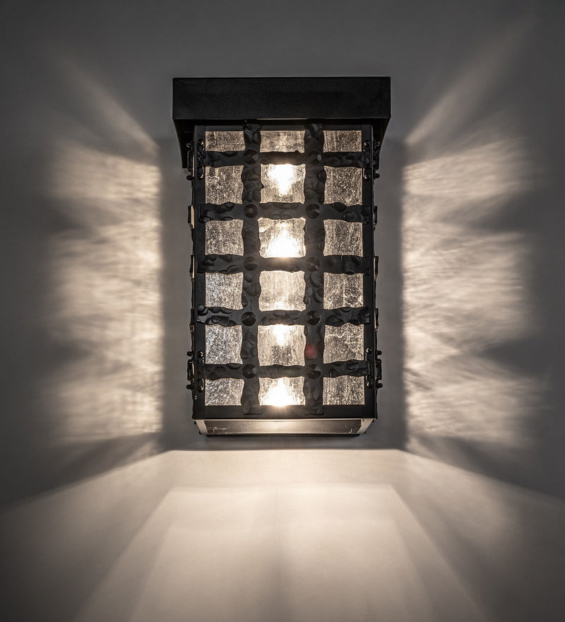 Meyda Tiffany 280460 Four Light Wall Sconce, Black Satin Wrought Iron