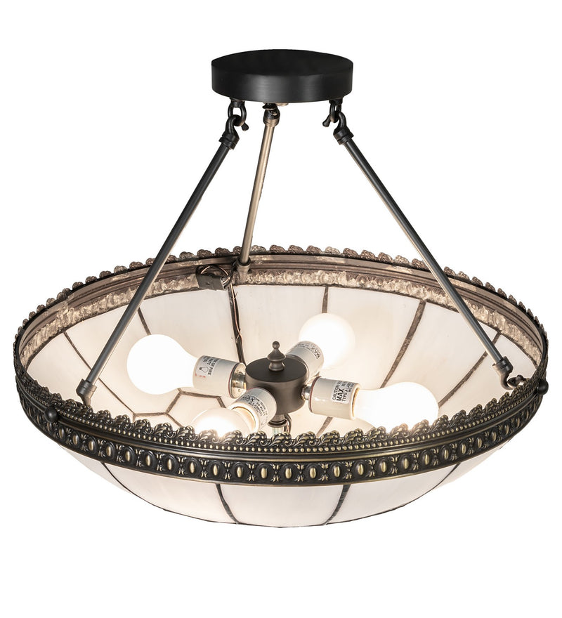 Meyda Tiffany 281066 Four Light Semi-Flushmount, Weathered Antique Brass