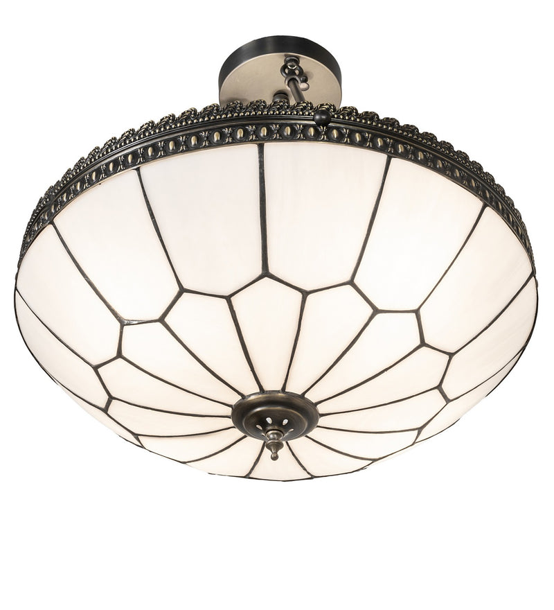 Meyda Tiffany 281066 Four Light Semi-Flushmount, Weathered Antique Brass