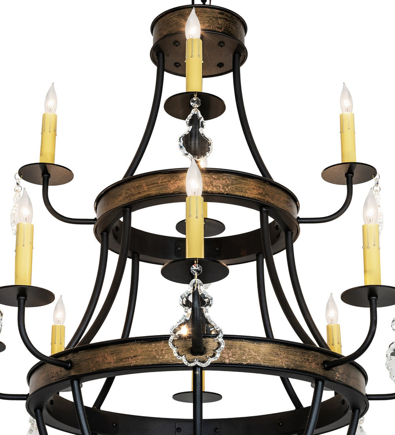 Meyda Tiffany 283052 12 Light Chandelier, Textured Black & Brushed Gold