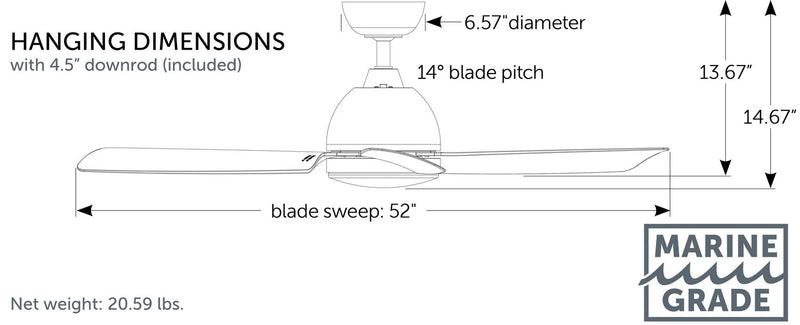 Fanimation FP6752BLM 52" Ceiling Fan, Black
