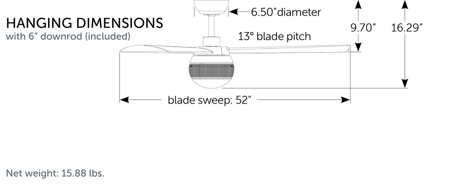 Fanimation FP6837BL 52" Ceiling Fan, Black