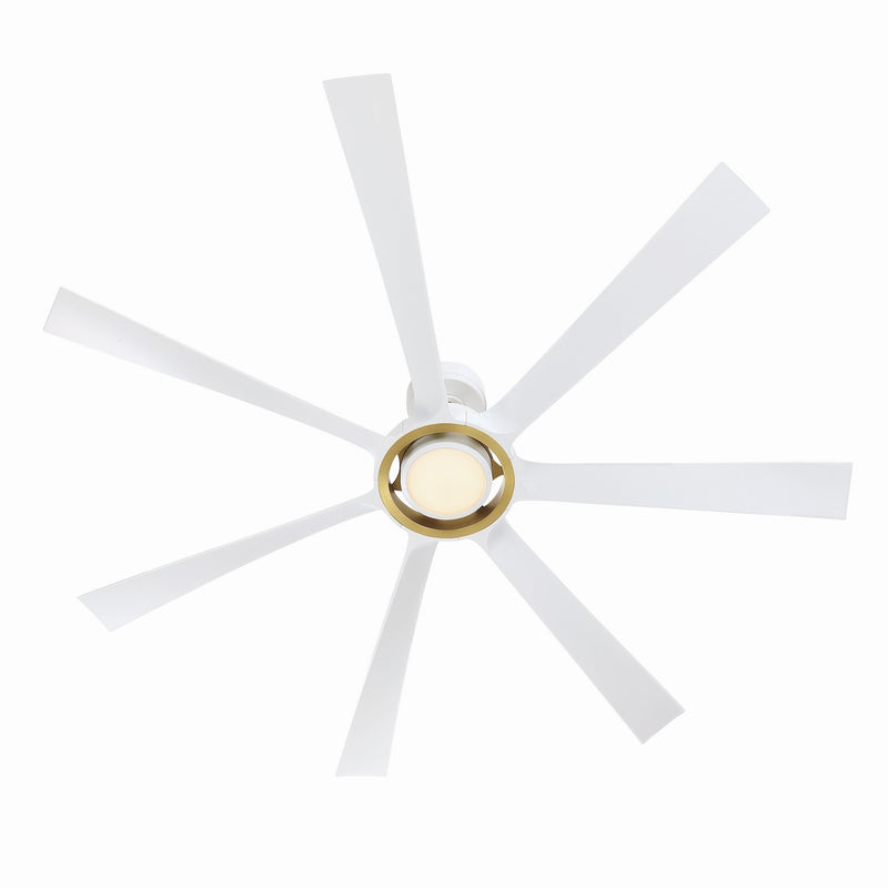 Fanimation FPD7060MWBS 60" Ceiling Fan, Matte White w/Brushed Satin Brass