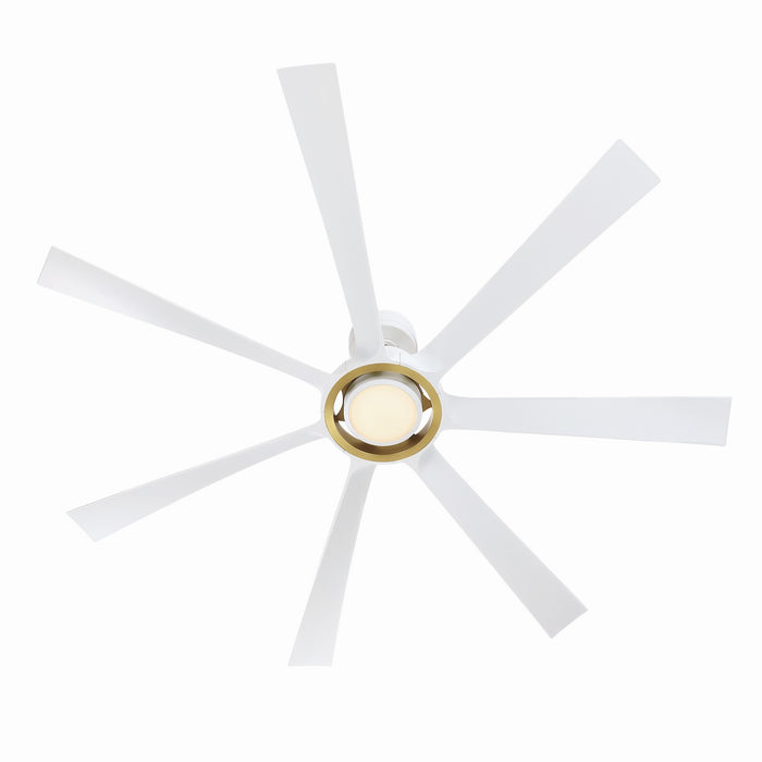Fanimation FPD7060MWBS 60" Ceiling Fan, Matte White w/Brushed Satin Brass