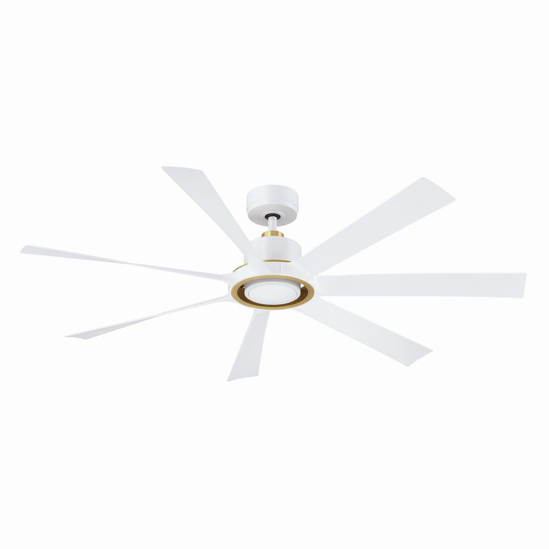 Fanimation FPD7060MWBS 60" Ceiling Fan, Matte White w/Brushed Satin Brass