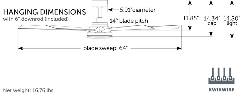 Fanimation FPD8564BL 64" Ceiling Fan, Black