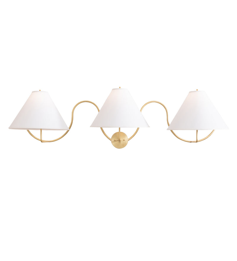 Meyda Tiffany 276780 Three Light Wall Sconce, Brushed Brass