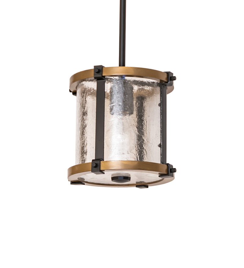 Meyda Tiffany 277742 One Light Mini Pendant, Black Satin Wrought Iron & Brass
